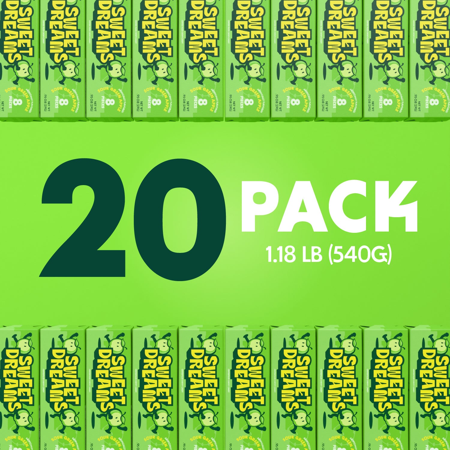 Sweet Dreams Sour Apple and Blueberry Chewy Candy | 20 Sticks Per Box