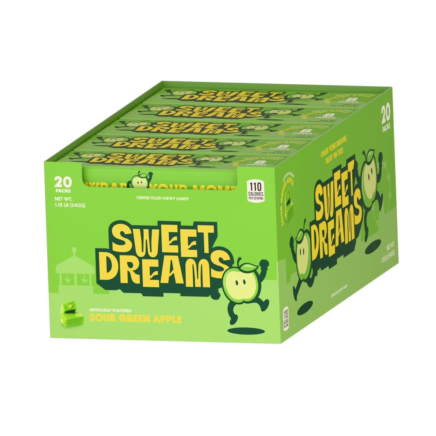 Sweet Dreams Sour Apple and Blueberry Chewy Candy | 20 Sticks Per Box