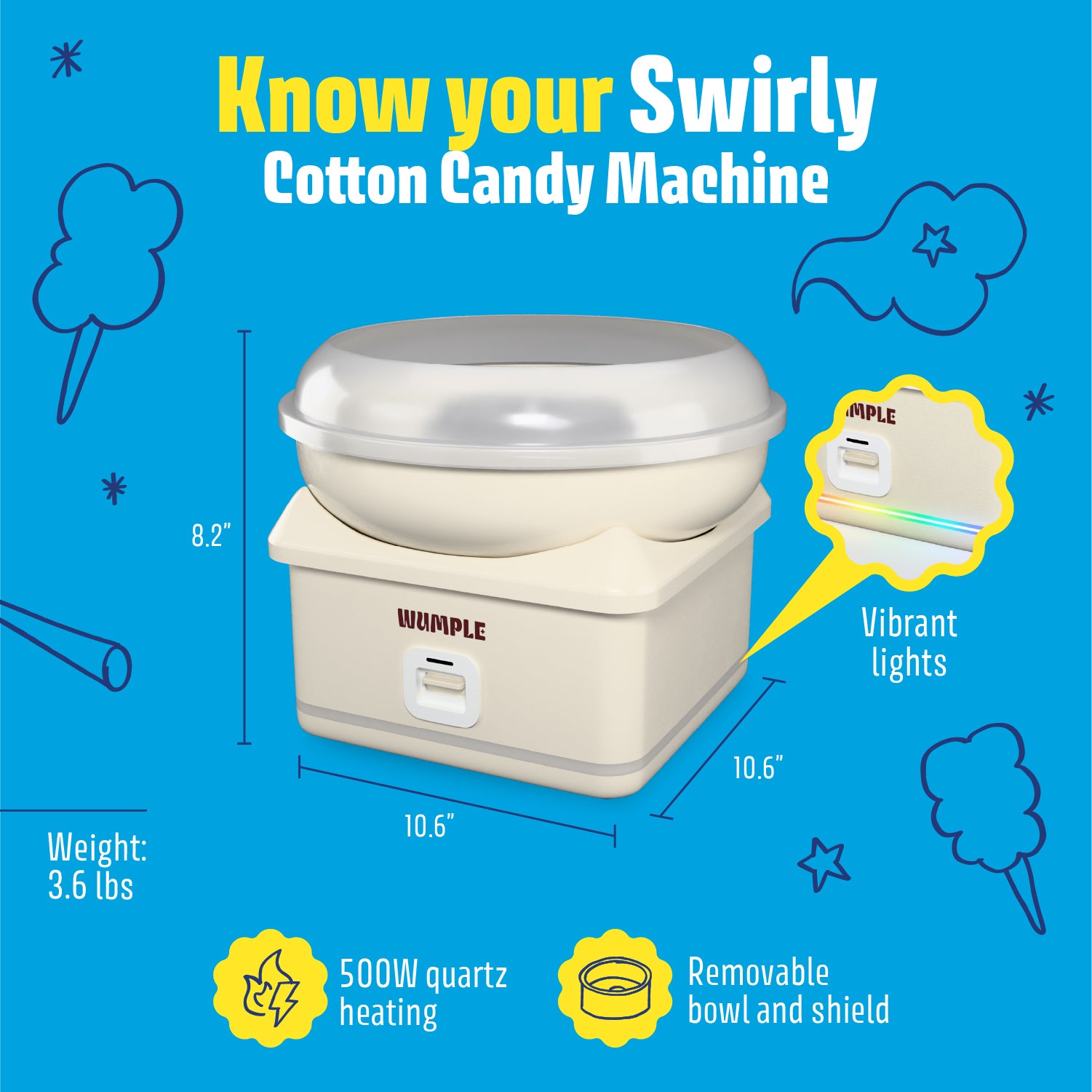 Cotton Candy Electric Machine with LED Lights | Cream