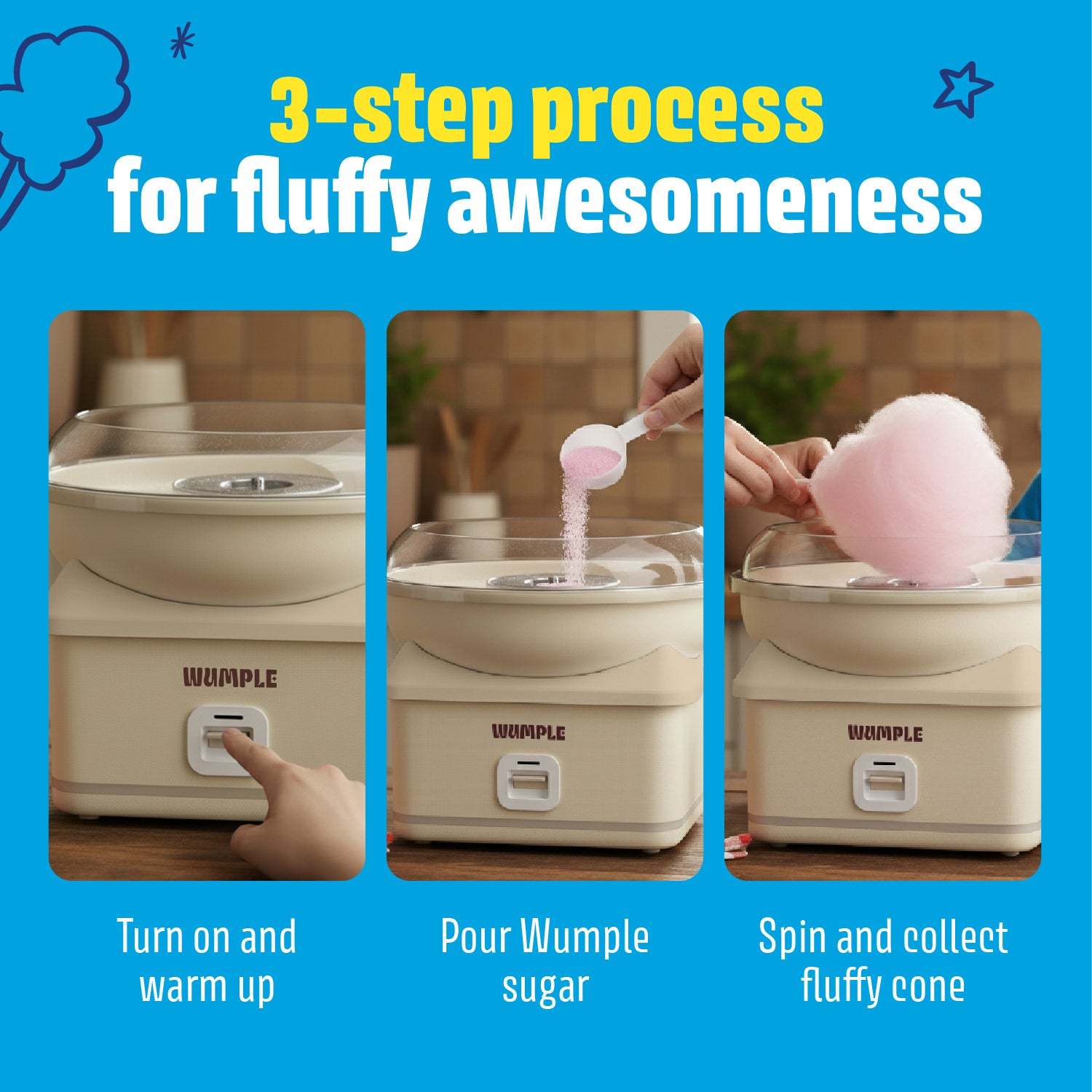 Cotton Candy Electric Machine with LED Lights | Cream