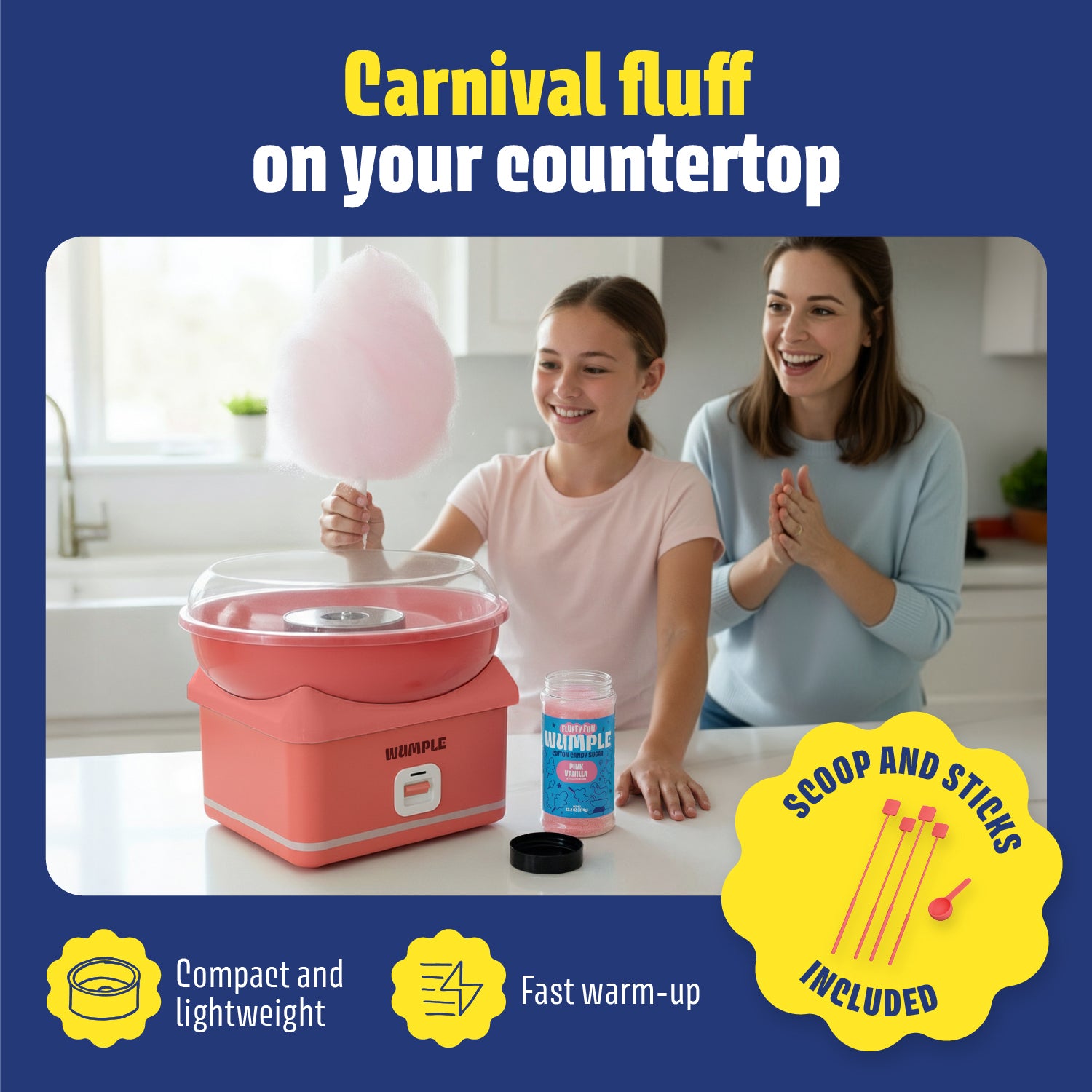 Cotton Candy Electric Machine with LED Lights | Red