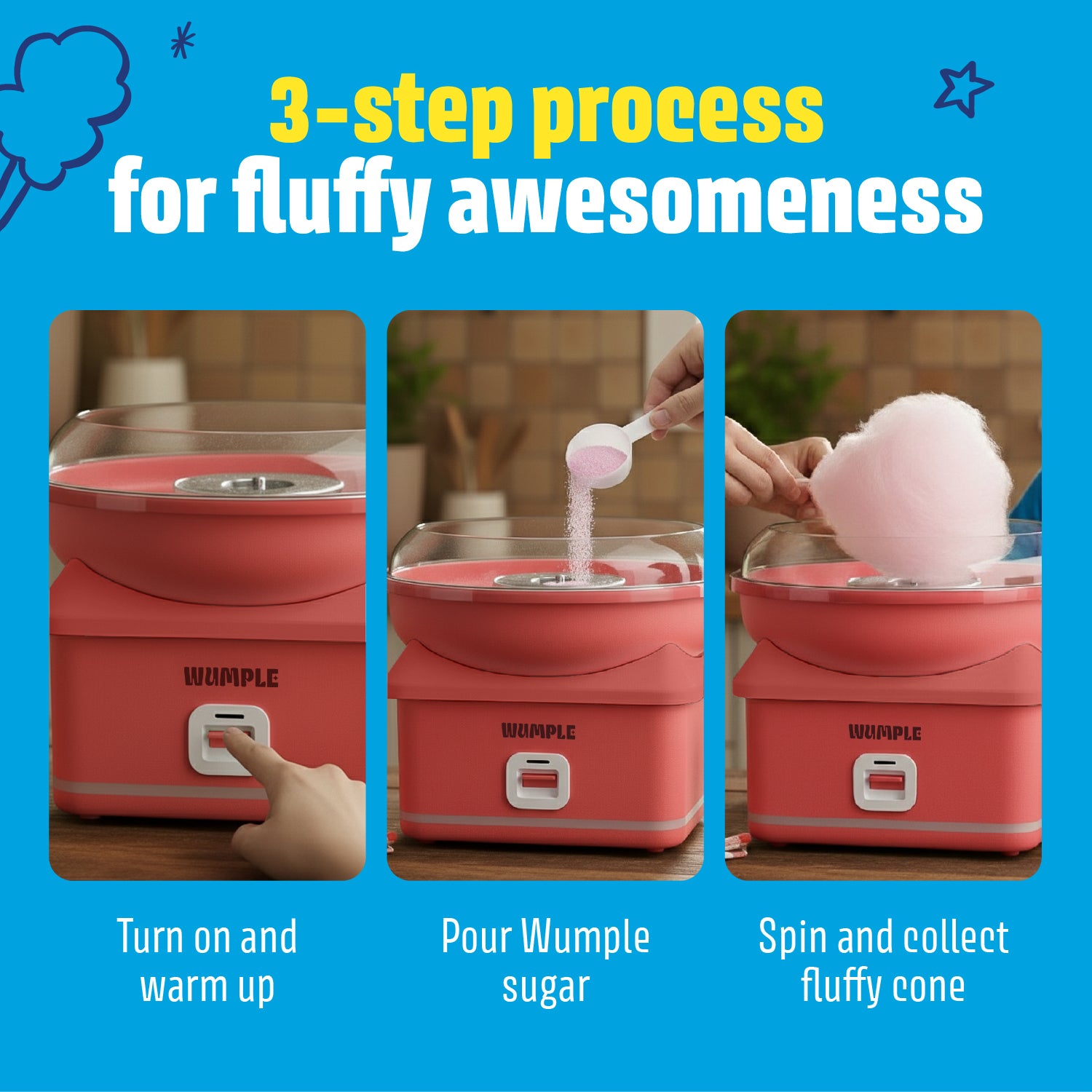 Cotton Candy Electric Machine with LED Lights | Red