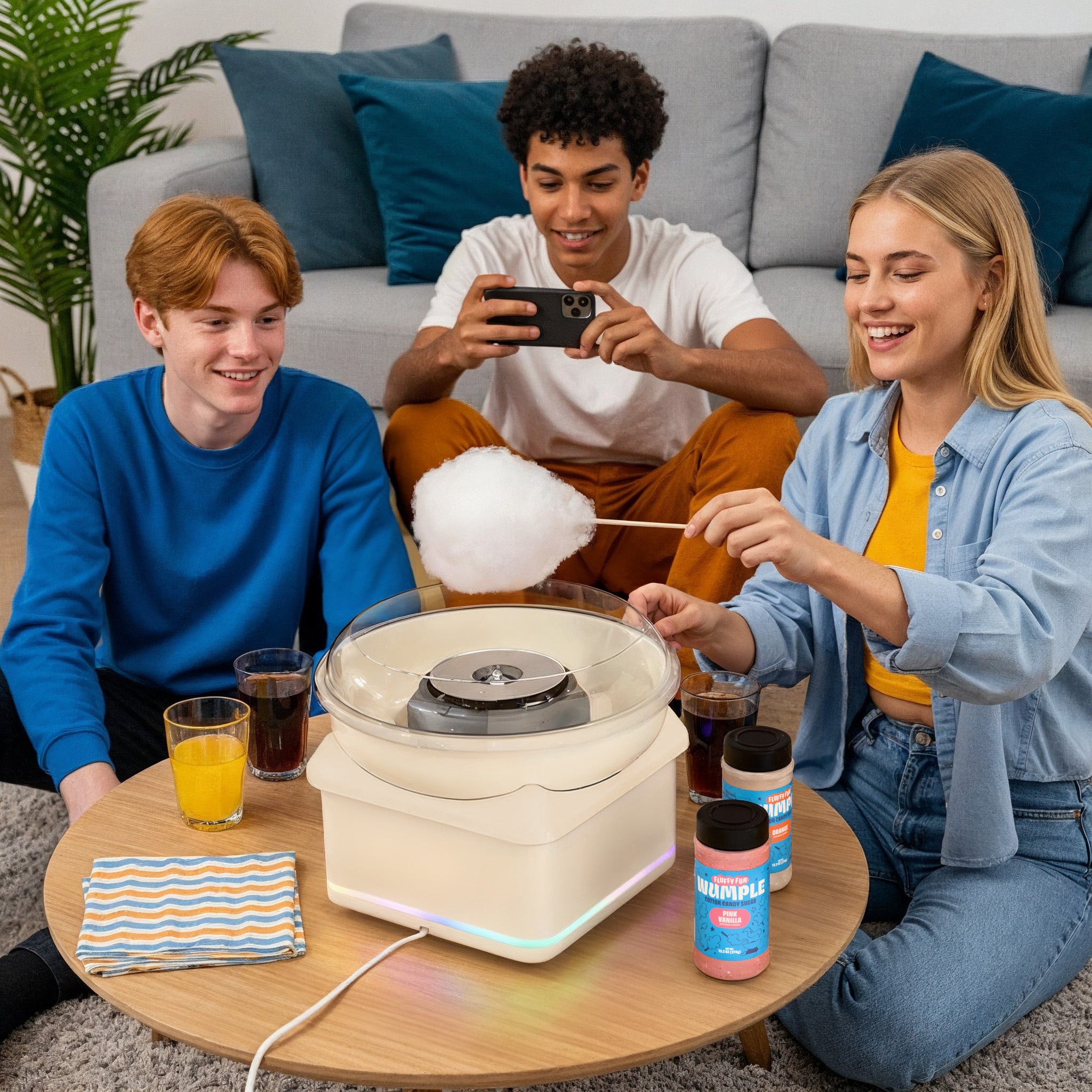 Cotton Candy Electric Machine with LED Lights | Red