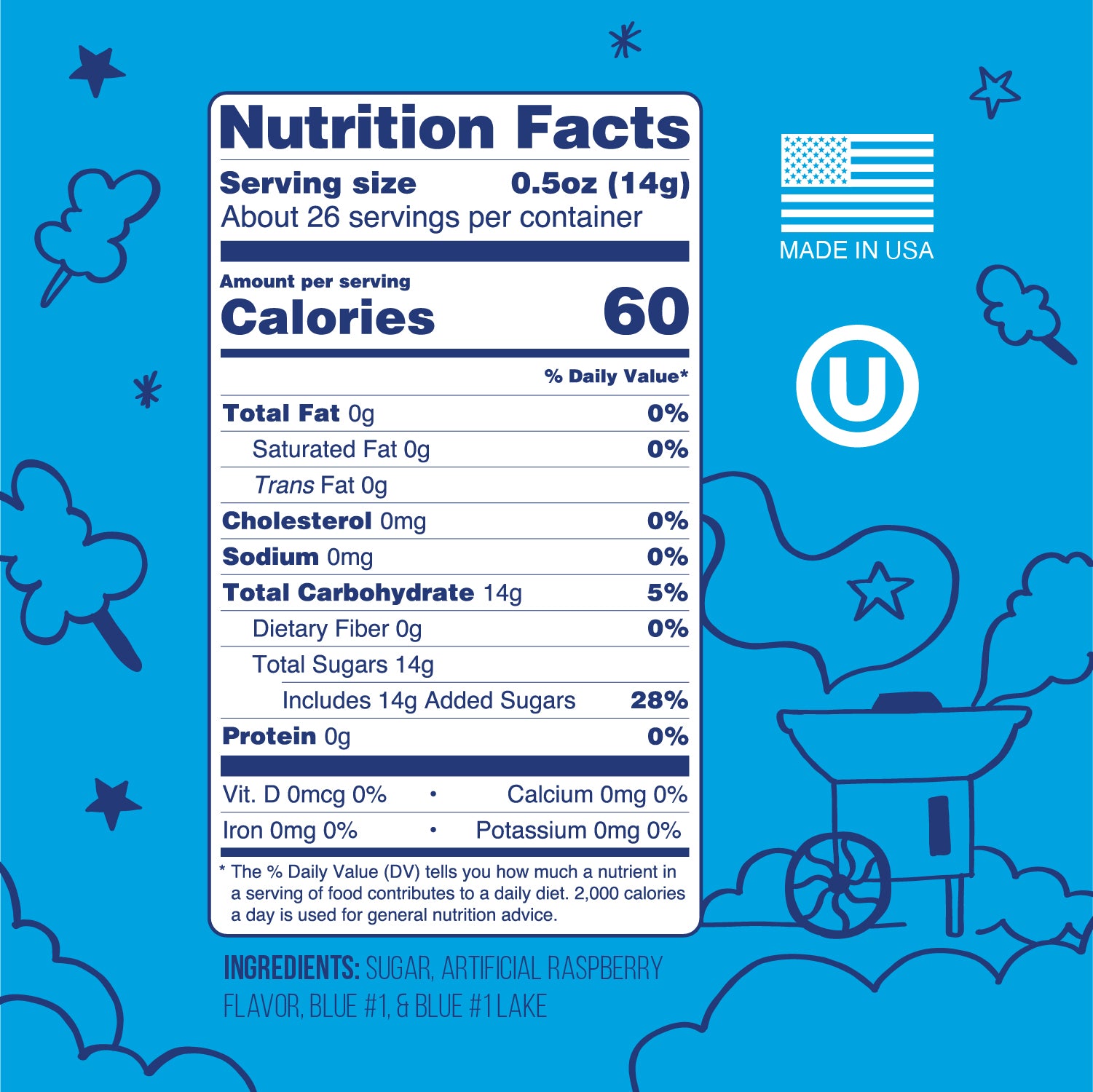 Blue Raspberry Flavor Cotton Candy Sugar | 1 Pack