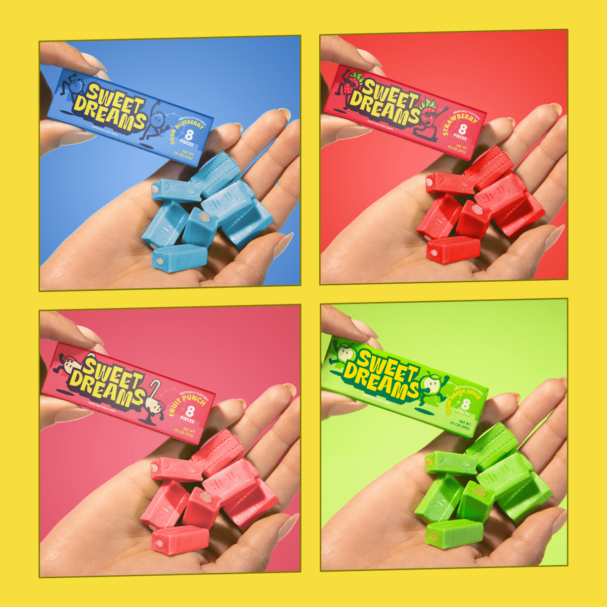 Sweet Dreams Assorted Chewy Candy 3 Sticks Per Bag | Pack of 8